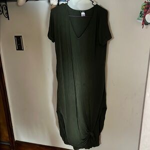 Dark Green V-Neck Dress